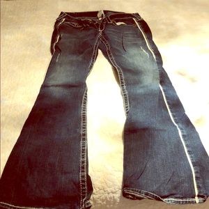 True Religion White Stripe Jeans